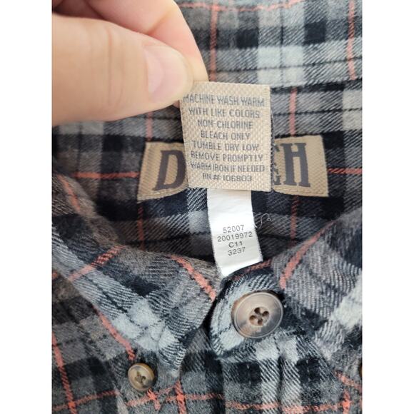 Duluth Trading Company Men's Plaid Flannel Shirt Black Gray Orange Size XL - Picture 5 of 8